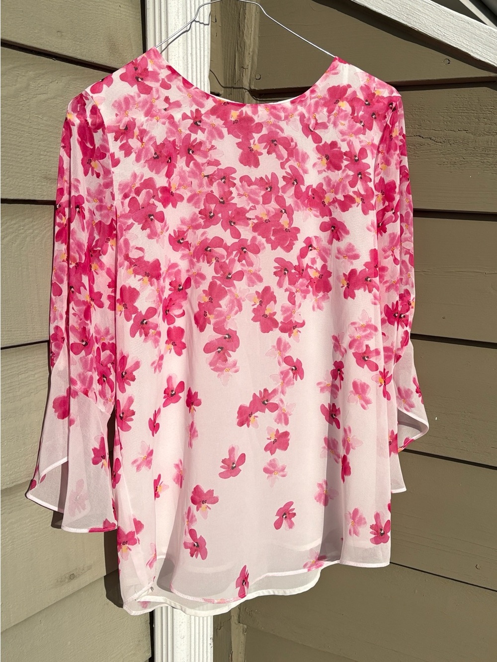 Calvin Klein Cherry blossom blouse. Sz S- can fit M. Flowy and romantic.